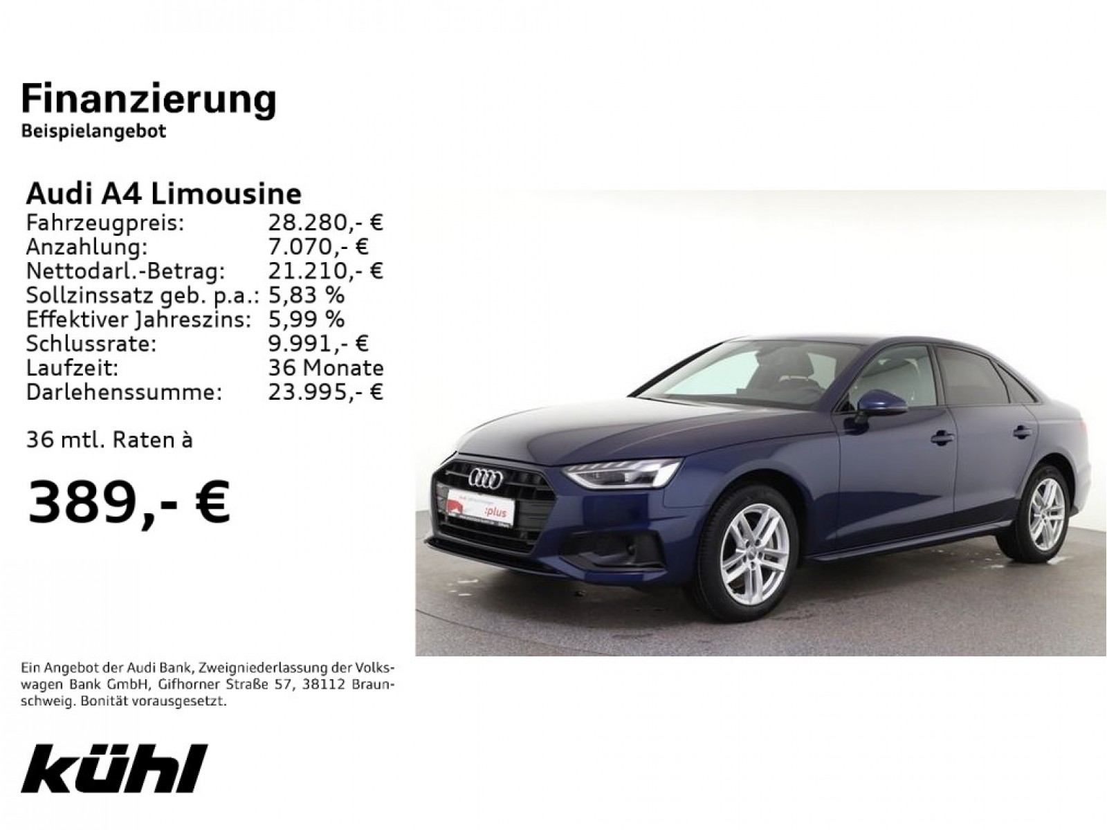 A4 Limousine 40 TDI S-Tronic Advanced LED Navi DAB 17 Zoll Sportsitze