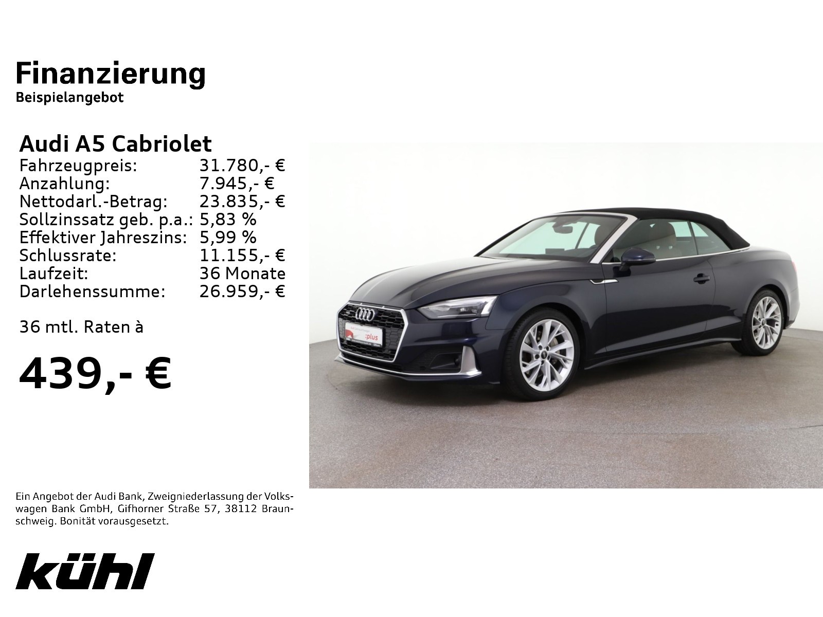 A5 Cabriolet 40 TDI Q S tronic advanced AHK Kamera B&O Navi Parkassist DAB